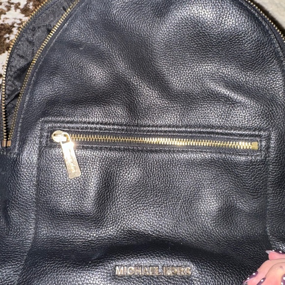 Michael Kors Black Backpack with Gold Zippers & Matching Wallet